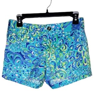 Lilly Pulitzer Callahan Shorts Lilly's Lagoon Size 00 Blue Green